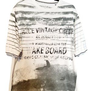 POINT ZERO Men’s Distressed Surfing T Shirt   Size XL